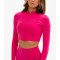 Women's full zipper cropped jackets with thumb hole moisture-wicking yoga jackets