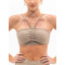 Moisture-wicking nylon spandex ruched tube top with removable paddings