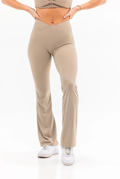 High waist cross over flared pants for women wide leg yoga leggings