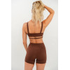 Square neck sexy medium support sports bra open back solid color yoga bralette