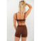 Square neck sexy medium support sports bra open back solid color yoga bralette