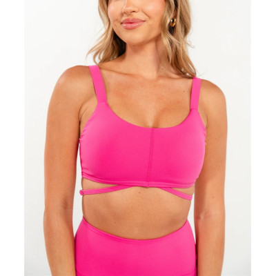 Square neck sexy medium support sports bra open back solid color yoga bralette