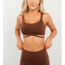 Square neck sexy medium support sports bra open back solid color yoga bralette