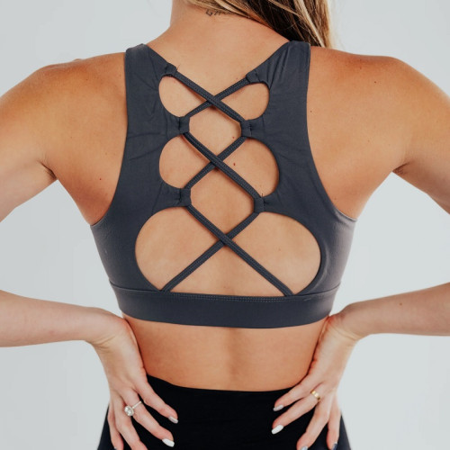 Crew neck full coverage sports bra high impact yoga bralette