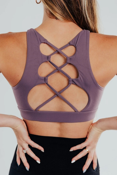 Crew neck full coverage sports bra high impact yoga bralette