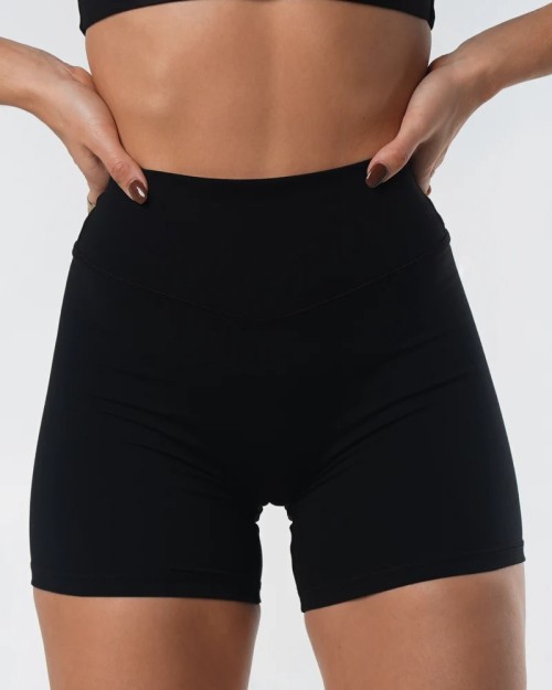 Tummy control v shape yoga shorts no front seam biker shorts