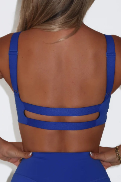 Medium to high impact cross bra for women v neck lower back gym bra