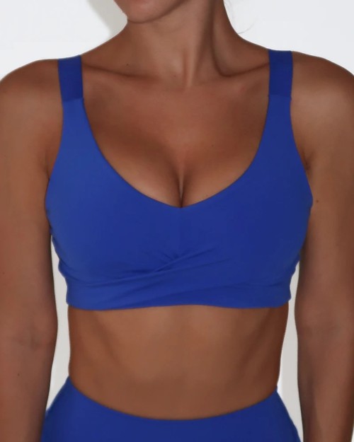 Medium to high impact cross bra for women v neck lower back gym bra