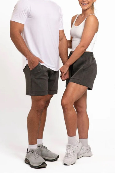 Unisex cotton fleece running shorts with side pockets