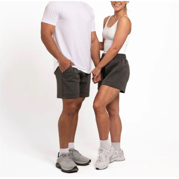 Unisex cotton fleece running shorts with side pockets