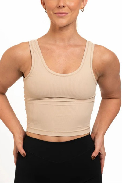 Lightweight ribbed yoga tank U back classic tank top