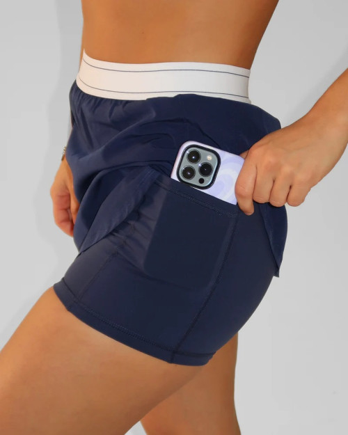 Elastic waist tennis skirts with inner shorts women's 2 in 1 skorts