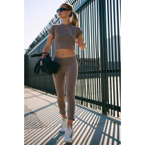 Women's Two Piece Workout Sets V Neck Crop Tank Top and High Waisted Leggings Pants Lounge Sets