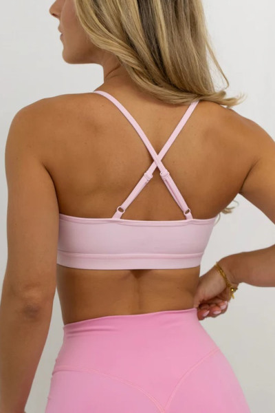 Scoop neck front ruched sports bra light support back cross yoga bralette