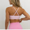Scoop neck front ruched sports bra light support back cross yoga bralette