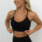 Scoop neck front ruched sports bra light support back cross yoga bralette