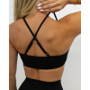 Scoop neck front ruched sports bra light support back cross yoga bralette