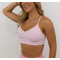 Scoop neck front ruched sports bra light support back cross yoga bralette