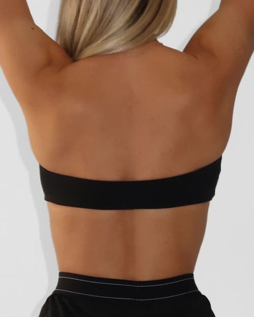 Women's athleisure style bandeau sports bra solid color classic tube top