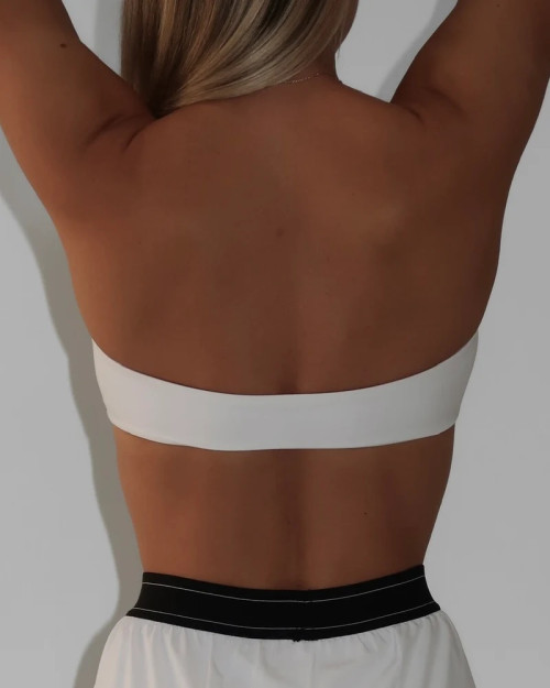 Women's athleisure style bandeau sports bra solid color classic tube top