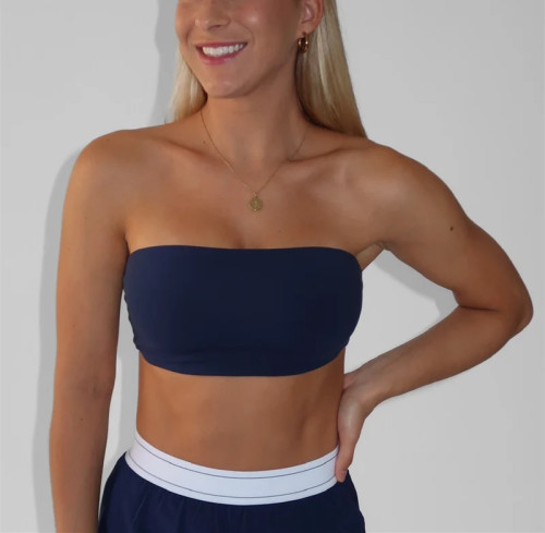 Women's athleisure style bandeau sports bra solid color classic tube top