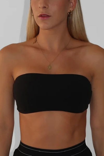 Women's athleisure style bandeau sports bra solid color classic tube top