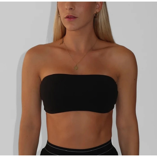 Women's athleisure style bandeau sports bra solid color classic tube top