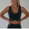 New arrival v neck ruched sports bra medium to high impact removable padding yoga bralette