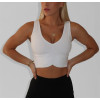 New arrival v neck ruched sports bra medium to high impact removable padding yoga bralette