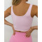 Women's scoop neck padded yoga crop double layer cropped tank top