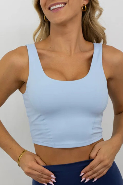 Women's scoop neck padded yoga crop double layer cropped tank top