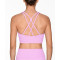 Medium support back cross sports bra scoop neck longline gym crop