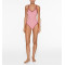 V neck spaghetti strap color block back tie swimsuits one piece sexy open back bathwear