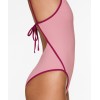 V neck spaghetti strap color block back tie swimsuits one piece sexy open back bathwear