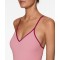 V neck spaghetti strap color block back tie swimsuits one piece sexy open back bathwear