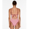 V neck spaghetti strap color block back tie swimsuits one piece sexy open back bathwear