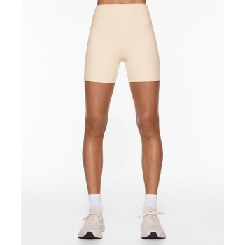 Double lined waistband biker shorts compressive active yoga shorts