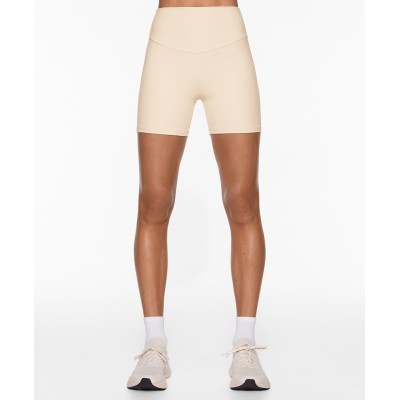 Double lined waistband biker shorts compressive active yoga shorts