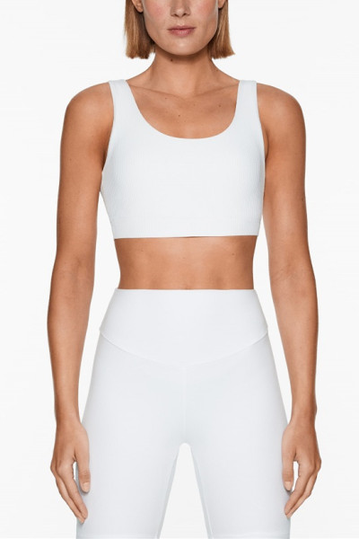 Medium support scoop neck ribbed sports bra with U back