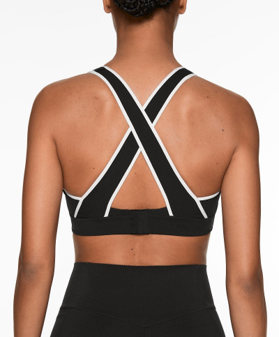 High impact piping sports bra with removable paddings