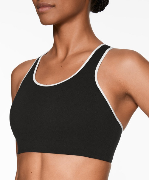 High impact piping sports bra with removable paddings