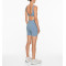 Squre neck wide strap padded jumpsuits twist back one piece fitness sets