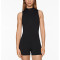 Sleeveless zipper jumpsuits for women mock neck half zipper fitness bodysuits