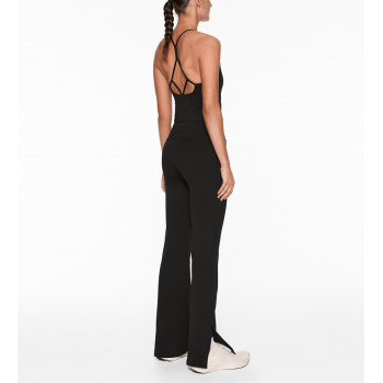 Tummy control slit flare leggings for women basic athleisure style yoga pants