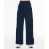 Elastic waist wide leg cotton fleece pants with buttons comfortable cozy trousers