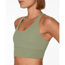 Full coverage scoop neck high support sports bra longline hollow back yoga bralette