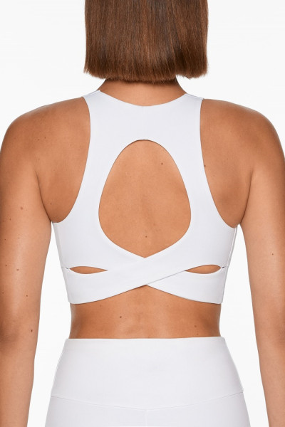 Full coverage scoop neck high support sports bra longline hollow back yoga bralette
