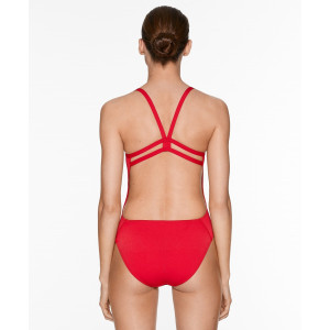 Spaghetti strap open back swimsuits one piece square neck curved beachwear