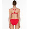Spaghetti strap open back swimsuits one piece square neck curved beachwear