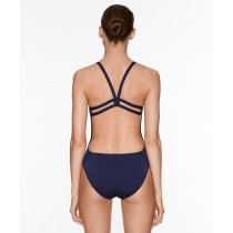 Spaghetti strap open back swimsuits one piece square neck curved beachwear